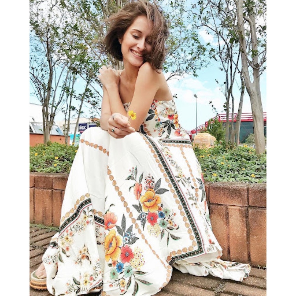 RARE Farm Rio Floral Off White Mini Dress